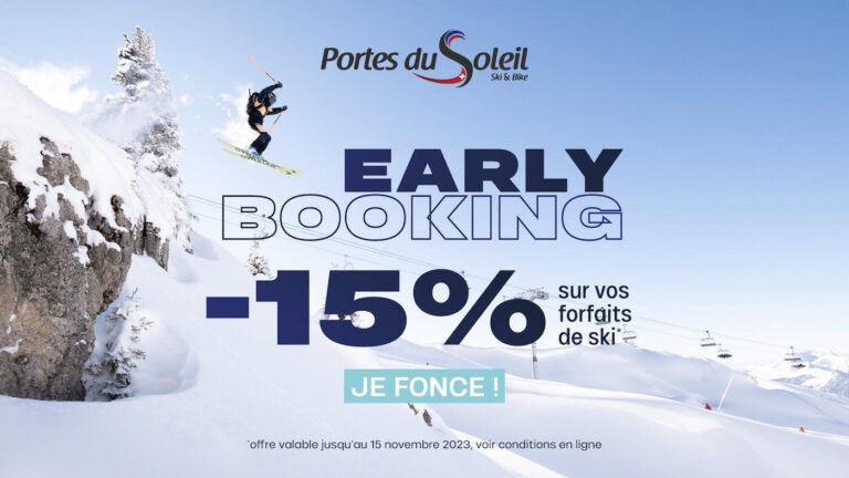 Photo skieur avec titre Early Booking